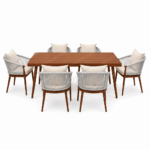 Swin Luxurious Aluminum Frame WPC 6-Seater Outdoor Dining Set with Cushions for Balcony and Backyard - Image 2