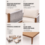 Swin Premium 8 Seater Outdoor Garden Sofa with Durable Aluminum Frame, Comfortable Sponge Cushion, and Weather-Resistant Polyester Fabric - Image 3