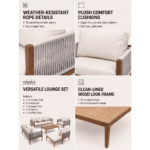 Swin Premium 8 Seater Outdoor Garden Sofa with Durable Aluminum Frame, Comfortable Sponge Cushion, and Weather-Resistant Polyester Fabric - Image 3