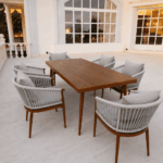 Swin Luxurious Aluminum Frame WPC 6-Seater Outdoor Dining Set with Cushions for Balcony and Backyard - Image 8