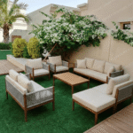 Swin Premium 8 Seater Outdoor Garden Sofa with Durable Aluminum Frame, Comfortable Sponge Cushion, and Weather-Resistant Polyester Fabric