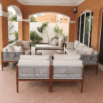 Swin Premium 8 Seater Outdoor Garden Sofa with Durable Aluminum Frame, Comfortable Sponge Cushion, and Weather-Resistant Polyester Fabric - Image 2