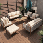 Swin Premium 8 Seater Outdoor Garden Sofa with Durable Aluminum Frame, Comfortable Sponge Cushion, and Weather-Resistant Polyester Fabric - Image 3