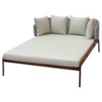 Swin Double Daybed with Aluminum Frame in Wood Finish & Off-White Cushions