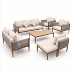Swin Premium 8 Seater Outdoor Garden Sofa with Durable Aluminum Frame, Comfortable Sponge Cushion, and Weather-Resistant Polyester Fabric - Image 4
