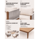 Swin Premium 8 Seater Outdoor Garden Sofa with Durable Aluminum Frame, Comfortable Sponge Cushion, and Weather-Resistant Polyester Fabric - Image 5