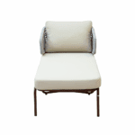 Swin Wood Color Aluminum Frame Daybed with Off-White Cushions – Stylish & Comfortable Outdoor Lounger - Image 2