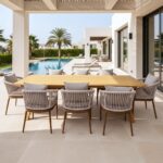 Swin Aluminum Frame 8-Seater Outdoor Patio Dining Set with Cushions