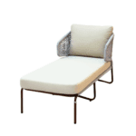 Swin Wood Color Aluminum Frame Daybed with Off-White Cushions – Stylish & Comfortable Outdoor Lounger