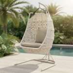 Swin Outdoor Comfortable Swing Chair Home Balcony Hanging White Basket Wicker Chair Swing