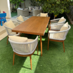 Swin Modern Outdoor Garden Aluminum & WPC Rectangle  Dining Table with wood finish - Image 5