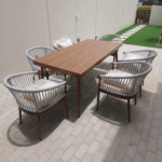 Swin Modern Outdoor Garden Aluminum & WPC Rectangle  Dining Table with wood finish - Image 4