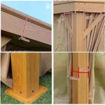 Swin Wooden Color Double Roof Gazebo – Premium Aluminum Frame with Mosquito Net & Curtains - Image 5