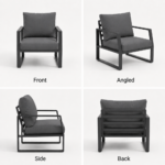 Swin 7 Seater Outdoor Garden Sofa with Black Aluminum Frame Plush Sponge Cushions and Weather Resistant Polyester Fabric - Image 4