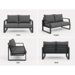 Swin 7 Seater Outdoor Garden Sofa with Black Aluminum Frame Plush Sponge Cushions and Weather Resistant Polyester Fabric - Image 5