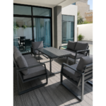 Swin 7 Seater Outdoor Garden Sofa with Black Aluminum Frame Plush Sponge Cushions and Weather Resistant Polyester Fabric - Image 8