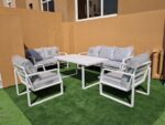 Swin 7 Seater Outdoor Garden Sofa in Aluminum Frame Plush Sponge Cushions and WeatherResistant Polyester Fabric - Image 3