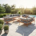 Swin Premium Outdoor Garden Sofa with Durable Aluminum Frame, Comfortable Sponge Cushion, and Weather-Resistant Polyester Fabric