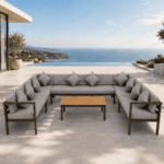 Swin U Shape 12 Seater Outdoor Garden Sofa Set – Aluminum Frame, Weather-Resistant Fabric