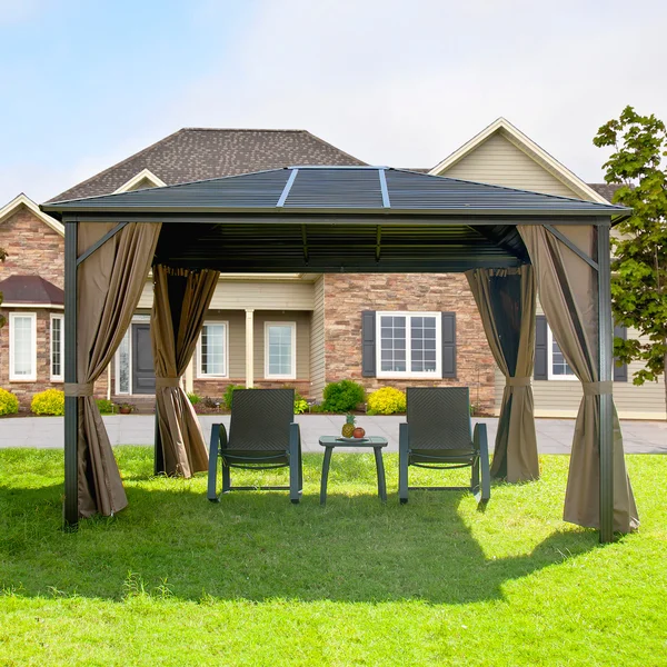 3x4m Rectangular Shape Aluminum Gazebo - Brown
