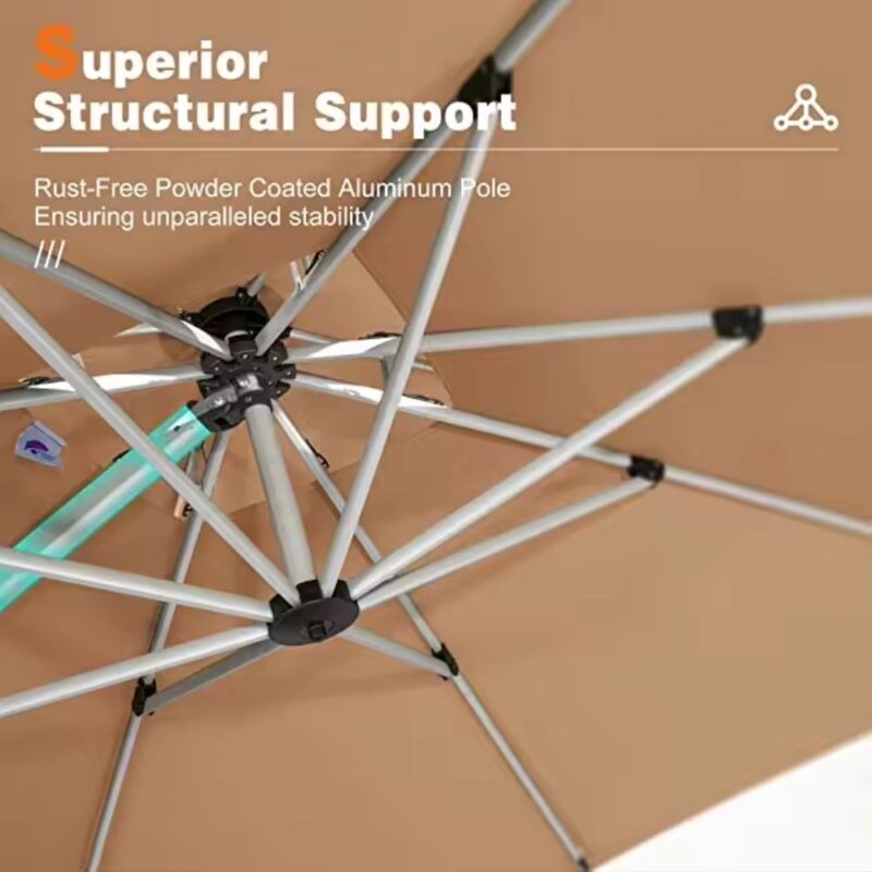 3-meter Diameter Outdoor Garden Umbrella Side Pole  Heavy Duty  Double Roof Cantilever Parasol - Image 3