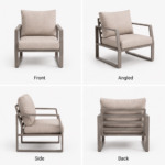 Swin 7 Seater Outdoor Garden Sofa in Aluminum Frame Plush Sponge Cushions - Khaki - Image 4