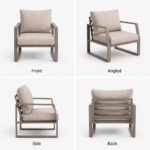 Swin 7 Seater Outdoor Garden Sofa in Aluminum Frame Plush Sponge Cushions - Khaki - Image 5