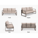 Swin 7 Seater Outdoor Garden Sofa in Aluminum Frame Plush Sponge Cushions - Khaki - Image 2