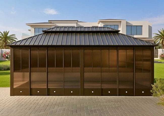 6x3.65M Double Hardtop Gazebo Outdoor Screen House – Aluminum Solarium with Sliding Doors