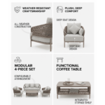 Swin Patio Lounge Sofa Set – 5-Seater with Comfy Cushions - Image 4
