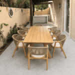SWIN 9-Piece 8-Seater Outdoor Dining Set with Aluminum Alloy Table & 8 Rope-Style Dining Chairs – Wood Look - Image 4