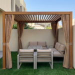 Swin Modern Aluminum Frame Louver Pergola Tent 3x4M with Manual Opening Roof – Wood Color - Image 8