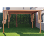 Swin Modern Aluminum Frame Louver Pergola Tent 3x4M with Manual Opening Roof – Wood Color - Image 2