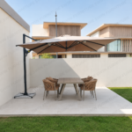 Swin 3x3m Aluminum Outdoor Umbrella with Rotating Canopy – marble base, Khaki
