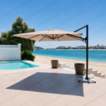 Swin 3x4m Aluminum Outdoor Umbrella with Rotating Canopy – marble base, Khaki