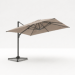 Swin 3x3m Aluminum Outdoor Umbrella with Rotating Canopy – marble base, Khaki - Image 2