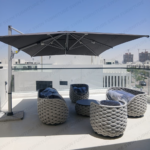 Swin 3x4m Aluminum Outdoor Umbrella with Rotating Canopy – marble base, Grey - Image 3