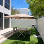 Swin 3x3m Aluminum Outdoor Umbrella with Rotating Canopy – marble base, Khaki - Image 4