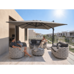 Swin 3x4m Aluminum Outdoor Umbrella with Rotating Canopy – marble base, Khaki - Image 3