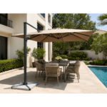 Swin 3x4m Aluminum Outdoor Umbrella with Rotating Canopy – marble base, Khaki - Image 2