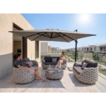 Swin 3x4m Aluminum Outdoor Umbrella with Rotating Canopy – marble base, Khaki