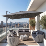 Swin 3x4m Large Roman Umbrella with Rotating Canopy – Heavy-Duty Aluminum Frame, Grey