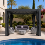Swin Modern Aluminum Frame Louver Pergola Tent 3x2.7M with Manual Opening Roof – Dark Grey
