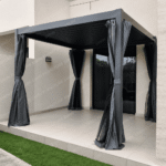 Swin Modern Aluminum Frame Louver Pergola Tent 3x2.7M with Manual Opening Roof – Dark Grey