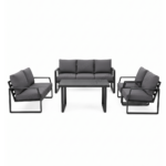 Swin 7 Seater Outdoor Garden Sofa with Black Aluminum Frame Plush Sponge Cushions and Weather Resistant Polyester Fabric - Image 2