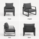 Swin 7 Seater Outdoor Garden Sofa with Black Aluminum Frame Plush Sponge Cushions and Weather Resistant Polyester Fabric - Image 4