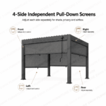 Swin Manual Textilene Pergola with Roller Blinds 3x4m – 4 Panel Outdoor Sun Shade - Image 4
