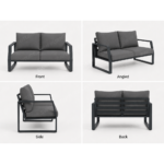 Swin 7 Seater Outdoor Garden Sofa with Black Aluminum Frame Plush Sponge Cushions and Weather Resistant Polyester Fabric - Image 5