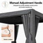 Swin Modern Aluminum Frame Louver Pergola Tent 3x2.7M with Manual Opening Roof – Dark Grey - Image 7