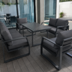 Swin 7 Seater Outdoor Garden Sofa with Black Aluminum Frame Plush Sponge Cushions and Weather Resistant Polyester Fabric - Image 9